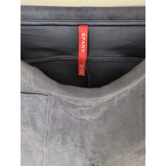 NWT Spanx classic med. navy blue faux suede smoothing leggings - Picture 3 of 5